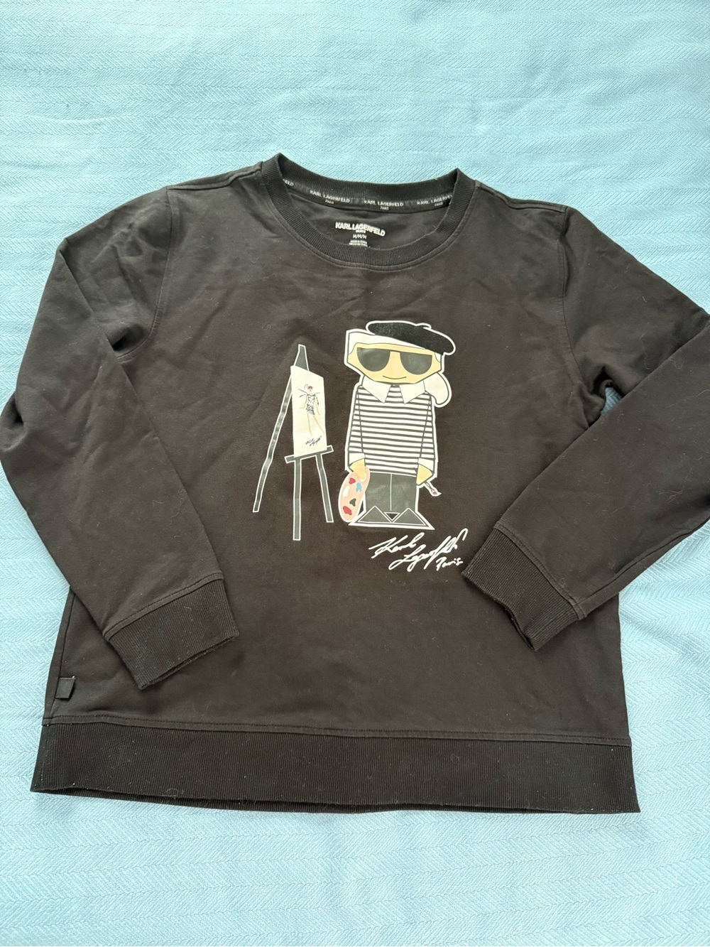 Karl Lagerfeld Black Graphic Artist Crewneck Sweatshirt